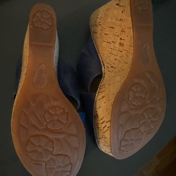 Born Women's Blue Leather Wedge Comfort Sandals Size 6 - Picture 7 of 7